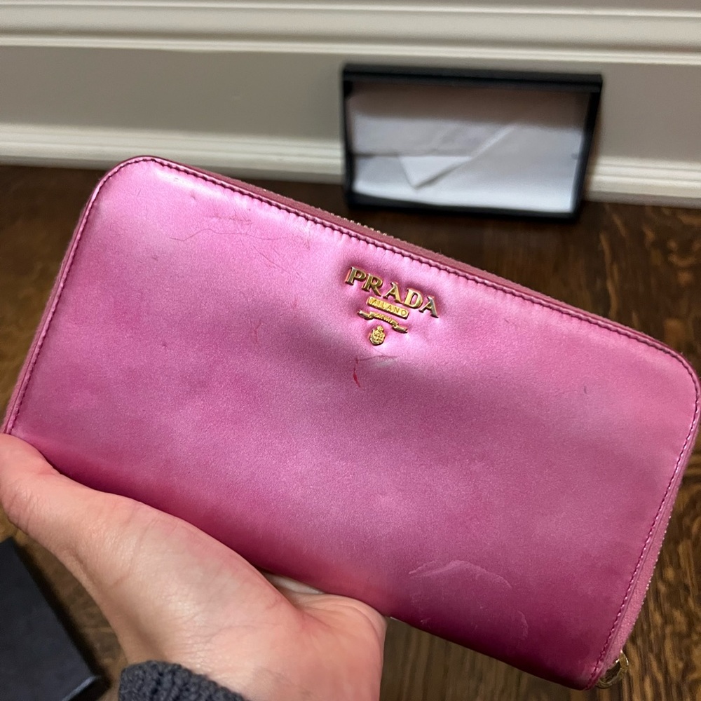 Prada pink wallet for sale